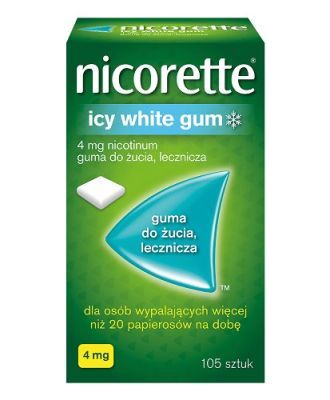 NICORETTE ICY WHITE GUM 4 mg lecznicza guma do żucia 105 sztuk
