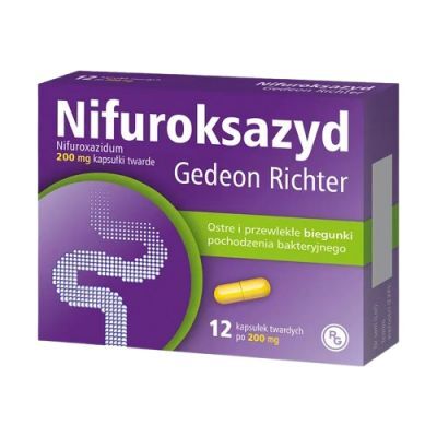 NIFUROKSAZYD RICHTER 200 mg 12 kapsułek biegunka, zatrucia