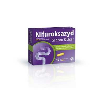 NIFUROKSAZYD RICHTER 200 mg 12 kapsułek biegunka, zatrucia