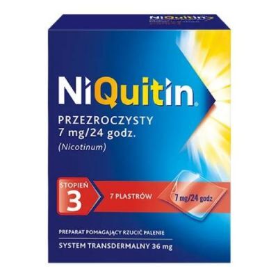NiQuitin Przezroczysty Plastry transdermalne 7 mg/24 h (36 mg), 7 sztuk