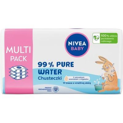 NIVEA Baby 99% Pure Water Chusteczki nawilżane, 3x 57 sztuk