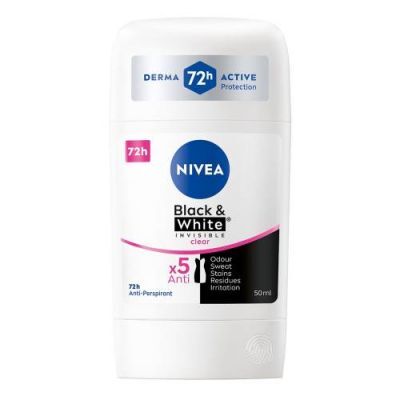 Nivea Black&White Invisible Clear Antyperspirant w sztyfcie dla kobiet, 50 ml