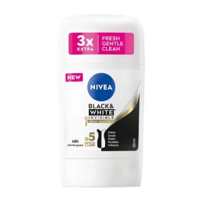 NIVEA Black & White Invisible Silky Smooth Antyperspirant w sztyfcie, 50 ml