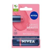 NIVEA Caring Beauty 3w1 Rose Pomadka pielęgnująca do ust SPF30, 4,8g