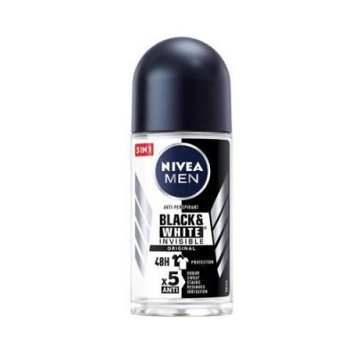 NIVEA MEN Black&White Invisible Original Roll-On Antyperspirant w kulce dla mężczyzn, 50ml