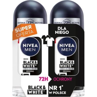 NIVEA MEN Roll-on BLACK&WHITE Invisible Original, 2 x 50 ml