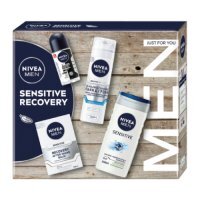 NIVEA MEN Sensitive Recovery Zestaw Żel pod prysznic 3w1, 250ml + Antyperspirant roll-on, 50ml + Balsam po goleniu, 100ml + Pianka do golenia, 200ml