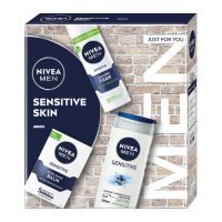 NIVEA MEN Sensitive Skin Zestaw Żel pod prysznic 3w1, 250ml + łagodzący balsam po goleniu, 100ml + łagodząca pianka do golenia, 200ml