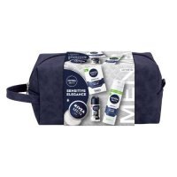 NIVEA MEN Sensitive Zestaw Balsam po goleniu, 100ml + Łagodząca pianka do golenia, 200ml + Krem do twarzy i ciała dla mężczyzn, 75 ml + Antyperspirant Roll-On, 50 ml