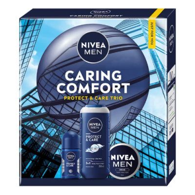 Nivea Men Zestaw Caring Comfort Protect & Care dla mężczyzn (Żel pod prysznic, 250 ml + Antyperspirant, 50 ml + Krem 3w1, 75 ml)