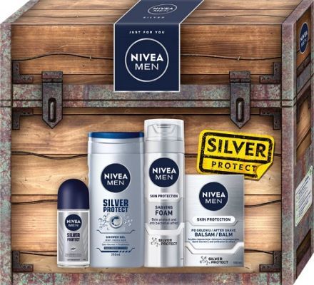 NIVEA MEN ZESTAW SILVER PROTECT antyperspirant + żel pod prysznic + pianka + balsam po goleniu