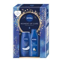 NIVEA Moment Of Care Zestaw Żel pod prysznic, 250ml + Odżywcze mleczko do ciała, 250ml