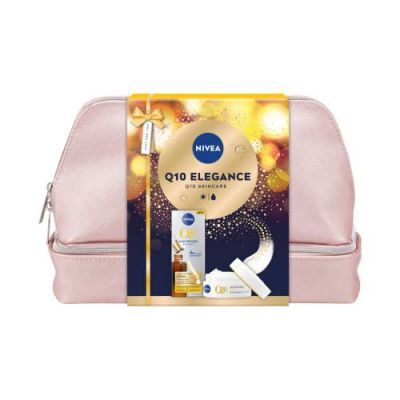 Nivea Q10 Elegance Zestaw kosmetyków dla kobiet Przeciwzmarszczkowy Ekstra Ujędrniający Krem na dzień SPF 15, 50 ml + Podwójnie aktywne serum, 30 ml