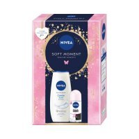 NIVEA Soft Moment Zestaw Creme Soft Żel pod prysznic, 250 ml  + Black &amp; White Clear Antyperspirant, 50 ml