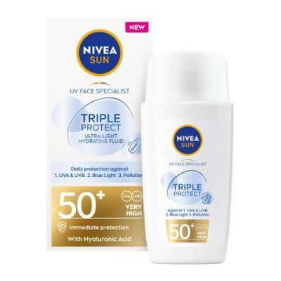 NIVEA SUN UV Triple Protect Sun Cream Fluid SPF50+ nawilżający balsam do twarzy, 40ml