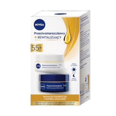 NIVEA Zestaw Przeciwzmarszczkowy i rewitalizujący 55+ krem na dzień, 50ml + krem na noc, 50ml