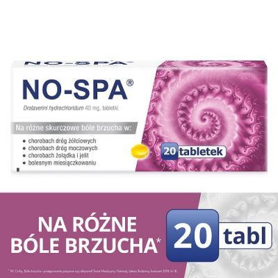 NO-SPA 20 tabletek na ból brzucha, skurcze, wzdęcia