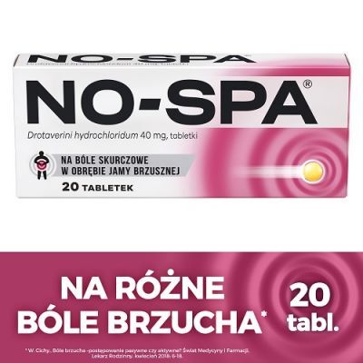 NO-SPA 20 tabletek na ból brzucha, skurcze, wzdęcia