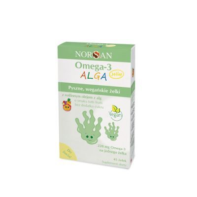 Norsan Omega-3 Alga Jelly żelki z roślinnym olejem z alg o smaku tutti frutti, 45 szt.