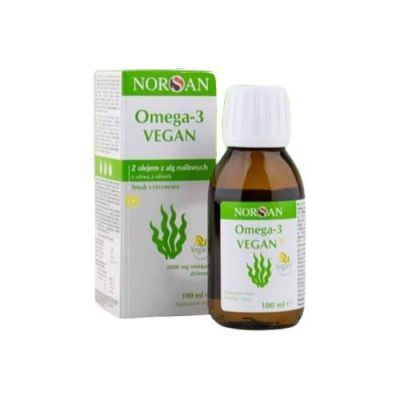 Norsan Omega-3 Vegan z olejem z alg roślinnych o smaku cytrynowym, 100ml