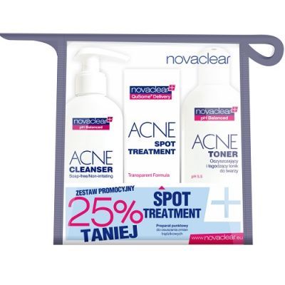 NOVACLEAR ACNE ZESTAW - Cleanser (płyn do mycia twarzy) 150 ml + Spot (preparat punktowy) 10 ml + To
