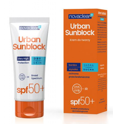 Novaclear Urban Sunblock Krem do twarzy z filtrem SPF 50+ do skóry suchej, 40 ml