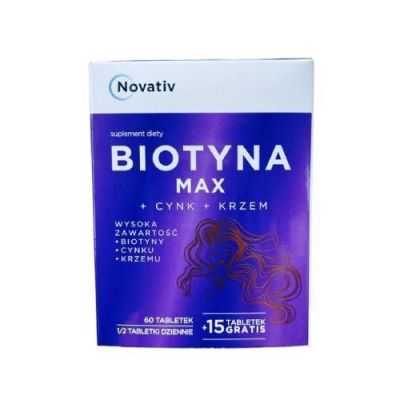 Novativ Biotyna Max+Cynk+Krzem, 75tabl.