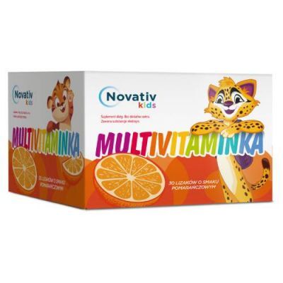 Novativ Kids Lizak Multivitaminka smak pomarańczowy, 30 szt.