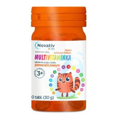 Novativ Kids Multivitaminka tabletki do ssania o smaku pomarańczowym, 30 tabl.