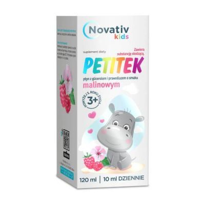Novativ Kids Petitek płyn o smaku malinowym, 120ml  KRÓTKA DATA 31.01.2026