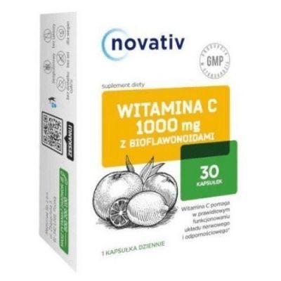 NOVATIV WITAMINA C 1000 mg z bioflawonoidami 30 kapsułek DATA WAŻNOŚCI 30.07.2024