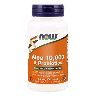NOW FOODS Aloe 10 000 & Probiotics, 60 kaps.