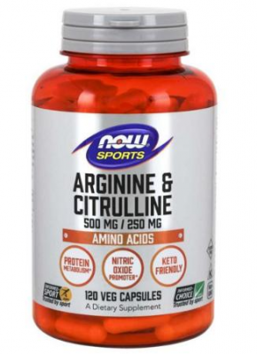 NOW SPORTS Arginine & Citrulline 500 mg 120 kapsułek