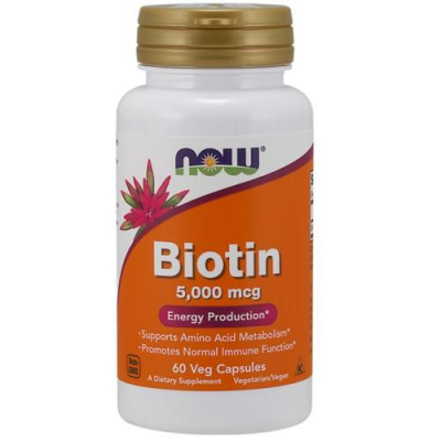 NOW FOODS BIOTIN 5 mg Biotyna Witamina B7 60 kapsułek
