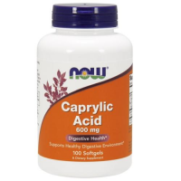 NOW FOODS CAPRYLIC ACID kwas kaprylowy 600 mg 100 kapsułek