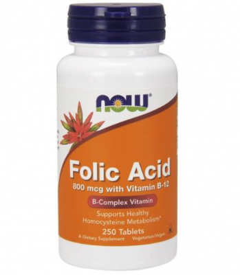 NOW FOODS Folic acid 800mcg Kwas foliowy 250 tabletek