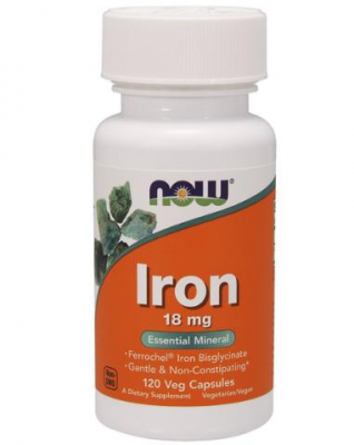 NOW FOODS Iron żelazo 18 mg 120 kapsułek
