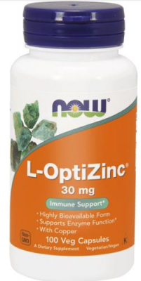 NOW FOODS L-OPTIZINC cynk i miedź 30 mg 100 kapsułek