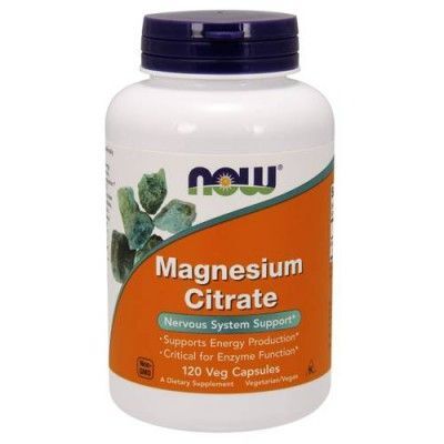 NOW Magnesium citrate Cytrynian magnezu, 120 vege kaps.