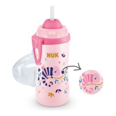 NUK FLEXI CUP Kameleon Kubek niekapek z silikonową słomką zmieniający kolor 12m+, 300 ml