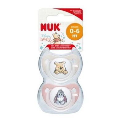 NUK Trendline DISNEY Kubuś Puchatek Silikonowy smoczek uspokajający 0-6m Różowy, 2szt.