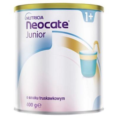 Nutricia Neocate Junior 1+ Żywność specjalnego przeznaczenia medycznego o smaku truskawkowym, 400g KRÓTKA DATA 25.11.2024