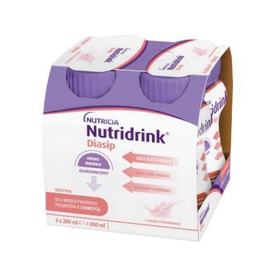 Nutridrink Diasip o smaku truskawkowym, 4 x 200 ml