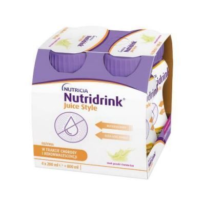 Nutridrink Juice Style smak gruszki i kwiatu bzu, 4 x 200 ml KRÓTKA DATA 11.10.2026