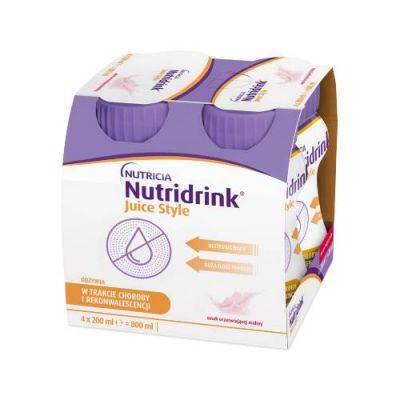 Nutridrink Juice Style smak orzeźwiającej maliny, 4 x 200 ml