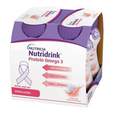 Nutridrink Protein Omega 3 rześki smak mango - brzoskwinia, 4x125ml KRÓTKA DATA 20.05.2026