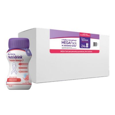 Nutridrink Protein Omega 3 rześki smak truskawkowo-malinowy megapack, 24 x 125 ml