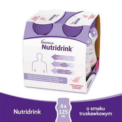 Nutridrink truskawka, 4x125ml KRÓTKA DATA 26.11.2024