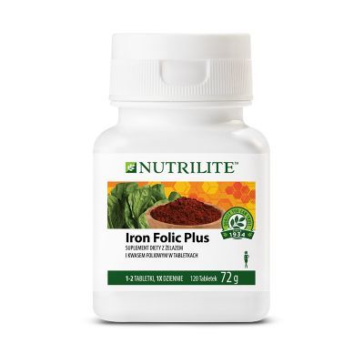NUTRILITE IRON FOLIC Plus 120 tabletek Opakowanie na 4 miesiące stosowania