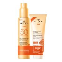 NUXE Sun Zestaw Mleczko do opalania twarzy SPF50, 150ml + Szampon do ciała i włosów, 100ml